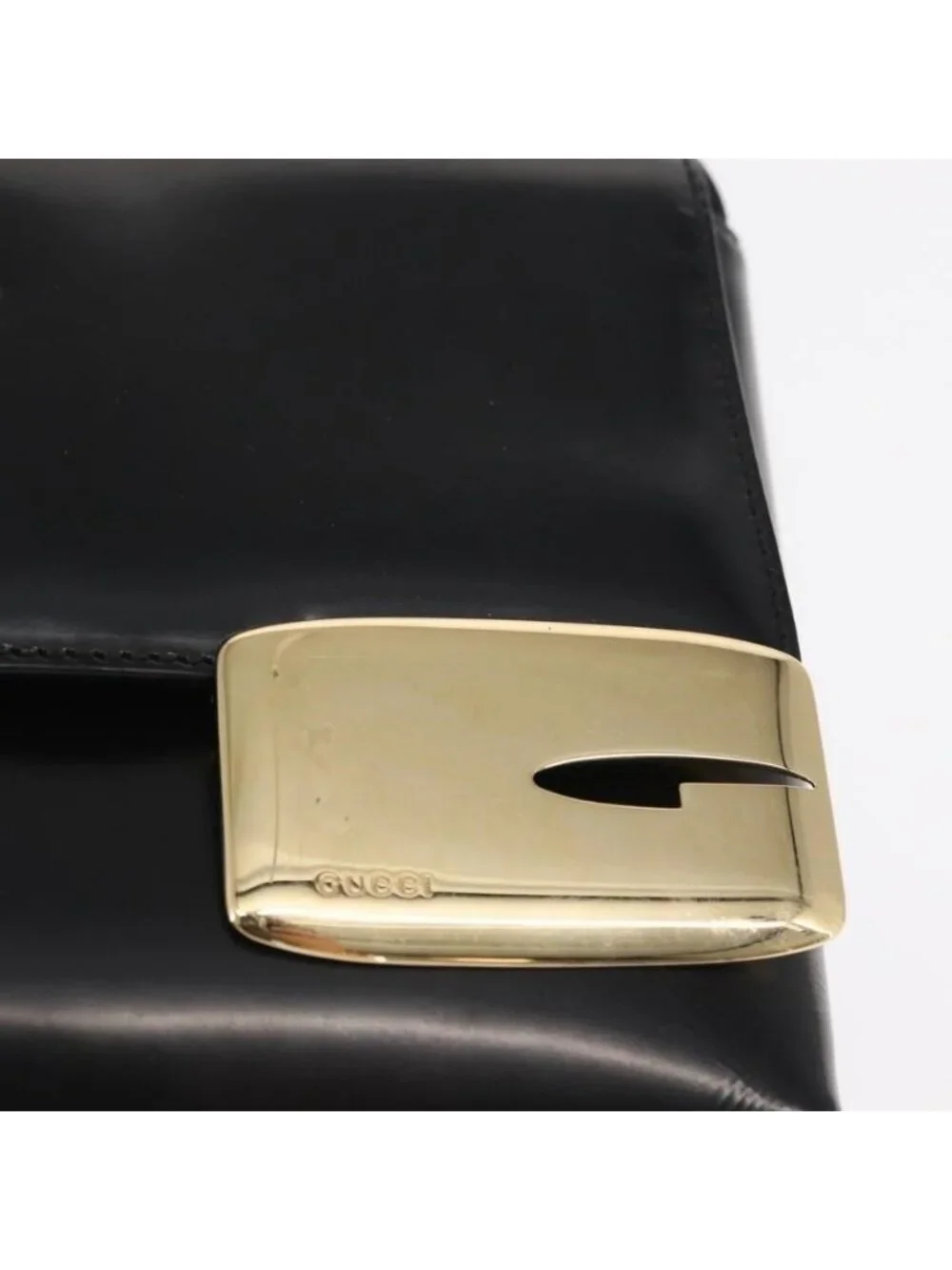 Authentic GUCCI Shoulder Bag Patent leather Black Gold 007 3444 0282 - Picture 16 of 16